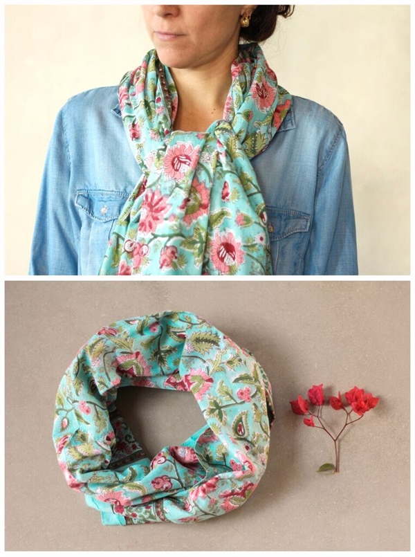 Turquoise cotton scarf