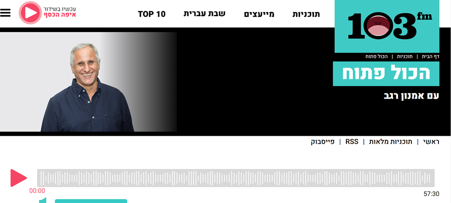 ראיון של אירית קדם אצל אמנון רגש בתוכנית הכל פתוח, רדי 103FM 16.1.22