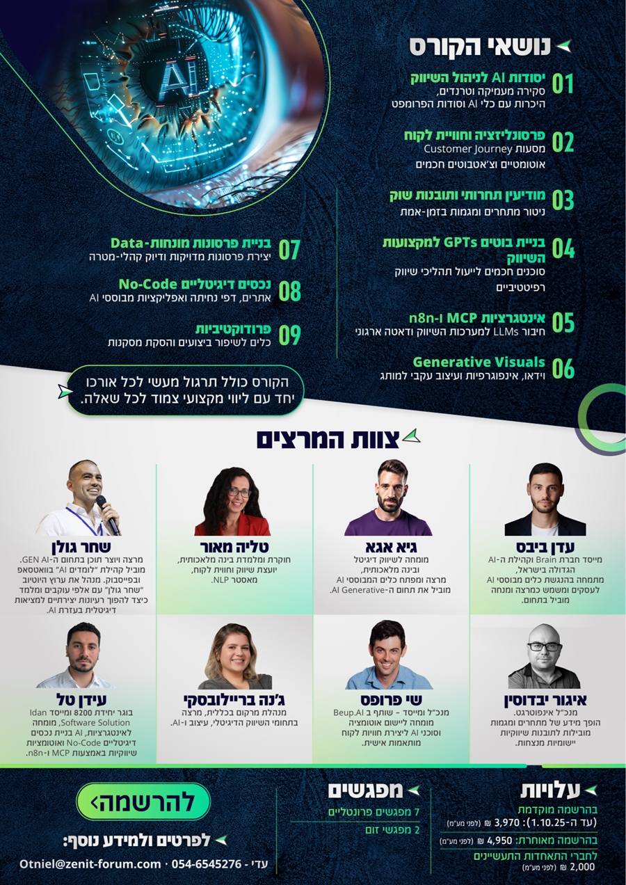 AI Marketing Mastery - קורס AI ייעודי למנהלי שיווק