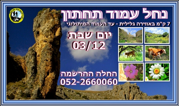 אוהבי לכת : נחל עמוד תחתון -עד העמוד המיתולוגי - שבת - 3/12/16